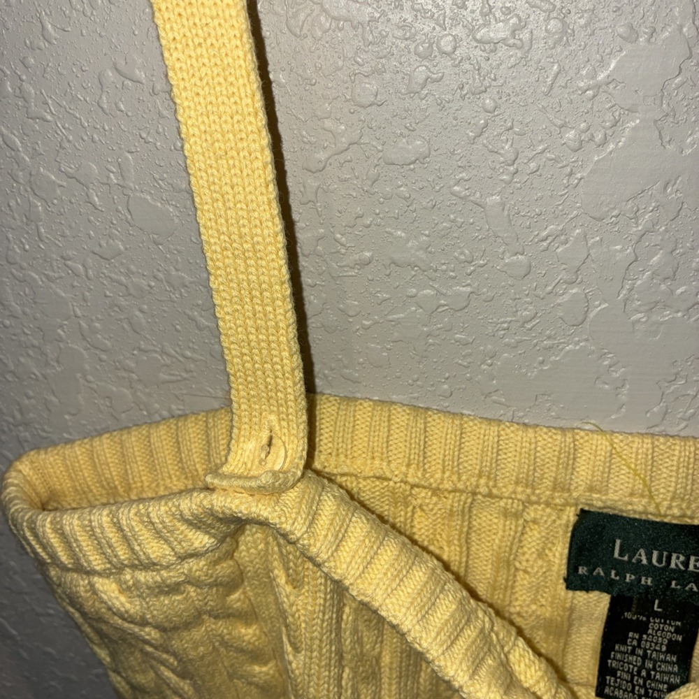Vintage Ralph Lauren Cable Pattern Tank Top crop summer yellow size large - Picture 4 of 11